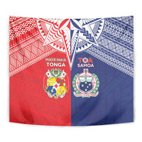 Rugby Samoa And Tonga Tapestry Toa Samoa With Mate Maa LT05 - Polynesian Pride