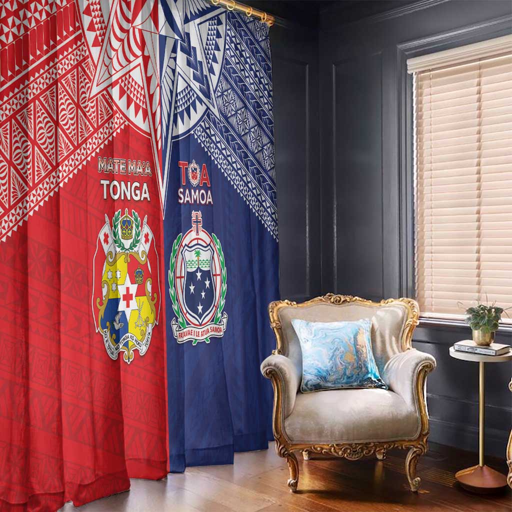 Rugby Samoa And Tonga Window Curtain Toa Samoa With Mate Maa - Polynesian Pride