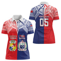 Custom Rugby Samoa And Tonga Women Polo Shirt Toa Samoa With Mate Maa LT05 - Polynesian Pride