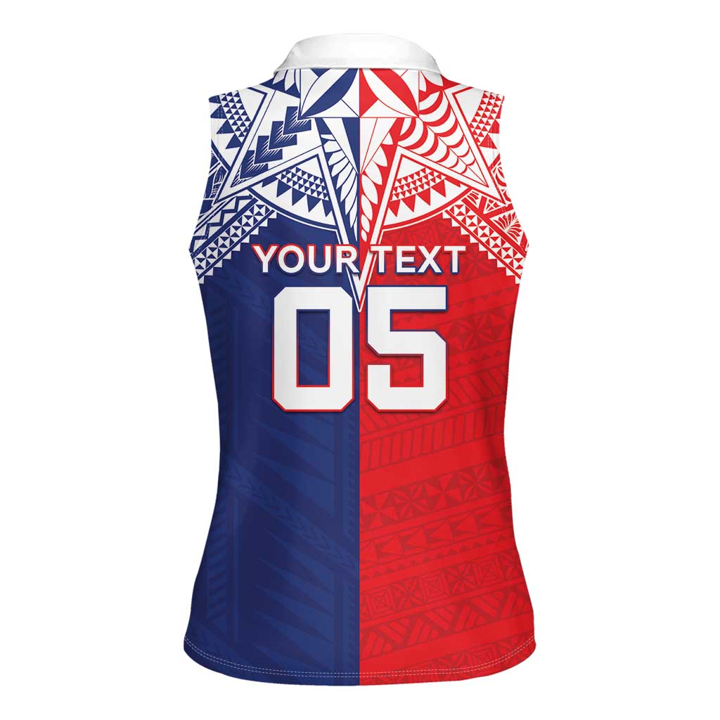 Custom Rugby Samoa And Tonga Women Sleeveless Polo Shirt Toa Samoa With Mate Maa LT05 - Polynesian Pride