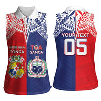 Custom Rugby Samoa And Tonga Women Sleeveless Polo Shirt Toa Samoa With Mate Maa LT05 - Polynesian Pride