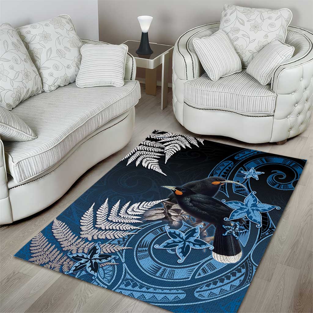 New Zealand Huia Bird Area Rug Aotearoa Maori Pattern