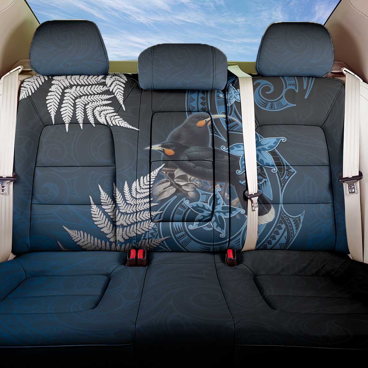 New Zealand Huia Bird Back Car Seat Cover Aotearoa Maori Pattern