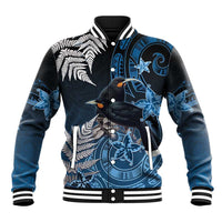 New Zealand Huia Bird Baseball Jacket Aotearoa Maori Pattern