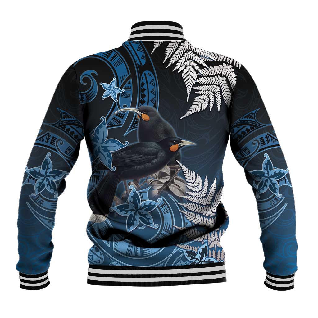 New Zealand Huia Bird Baseball Jacket Aotearoa Maori Pattern