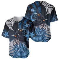 New Zealand Huia Bird Baseball Jersey Aotearoa Maori Pattern