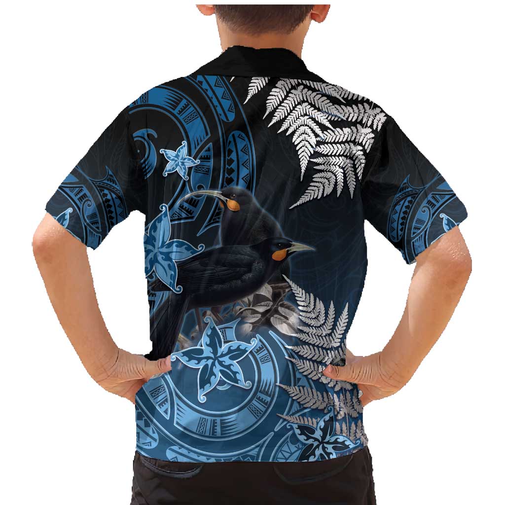 New Zealand Huia Bird Family Matching Mermaid Dress and Hawaiian Shirt Aotearoa Maori Pattern LT05 - Polynesian Pride