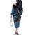 New Zealand Huia Bird Family Matching Off The Shoulder Long Sleeve Dress and Hawaiian Shirt Aotearoa Maori Pattern