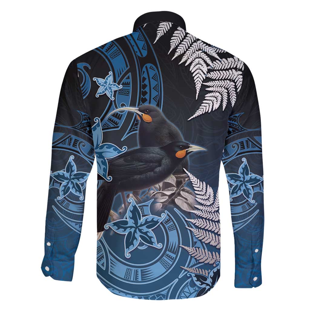 New Zealand Huia Bird Family Matching Off Shoulder Short Dress and Hawaiian Shirt Aotearoa Maori Pattern LT05 - Polynesian Pride