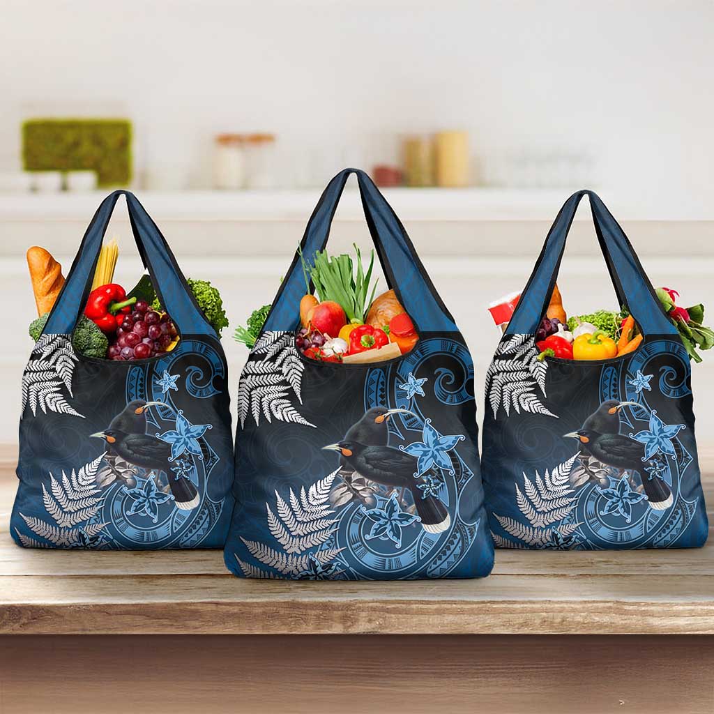 New Zealand Huia Bird Grocery Bag Aotearoa Maori Pattern