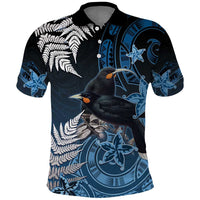 New Zealand Huia Bird Polo Shirt Aotearoa Maori Pattern