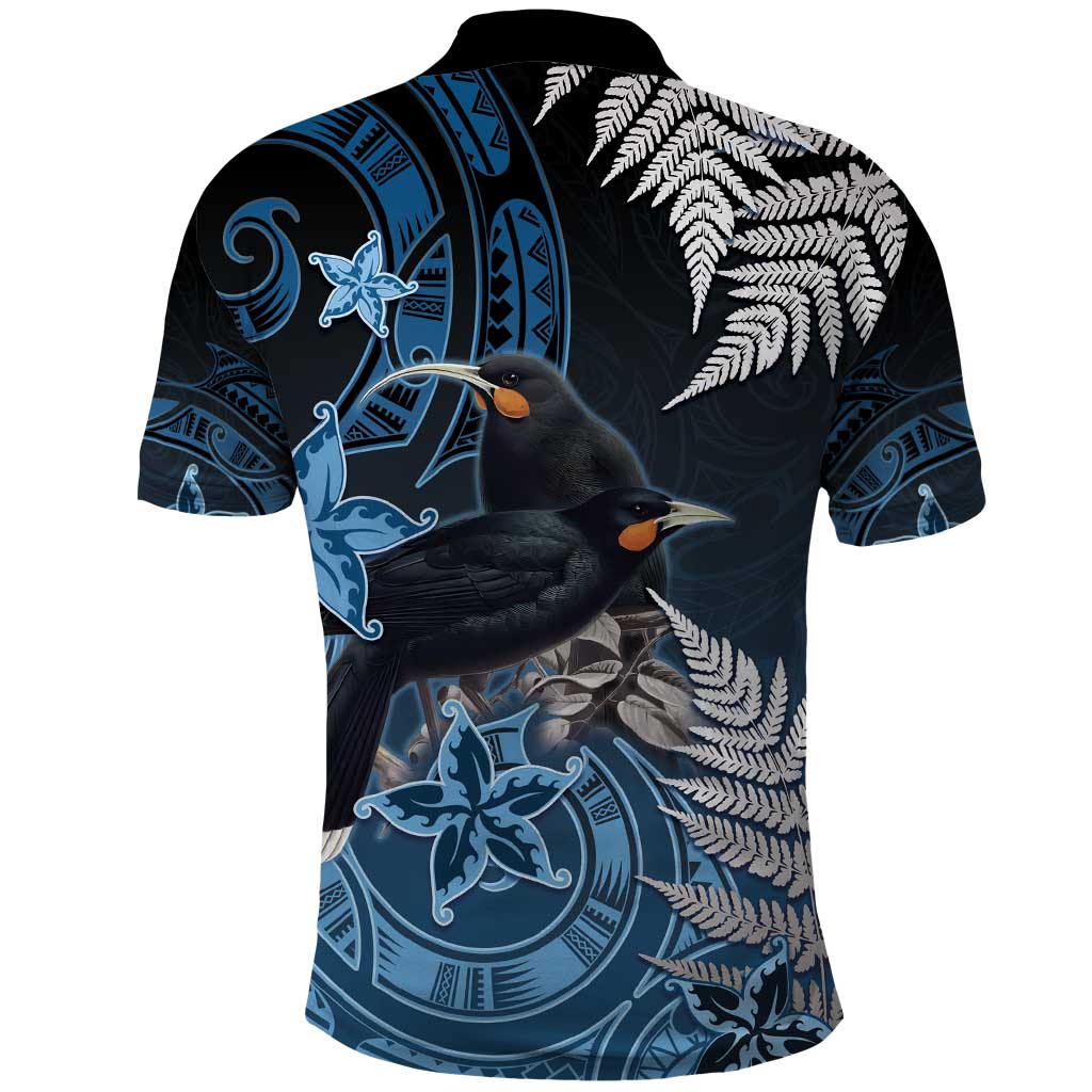 New Zealand Huia Bird Polo Shirt Aotearoa Maori Pattern