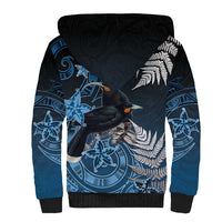 New Zealand Huia Bird Sherpa Hoodie Aotearoa Maori Pattern