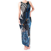 New Zealand Huia Bird Tank Maxi Dress Aotearoa Maori Pattern