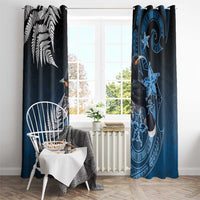 New Zealand Huia Bird Window Curtain Aotearoa Maori Pattern