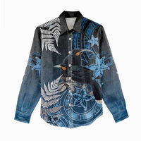 New Zealand Huia Bird Women Casual Shirt Aotearoa Maori Pattern LT05 - Polynesian Pride
