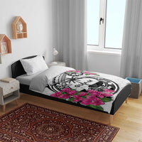 Guam Chamorro Bedding Set Bougainvillea White Polynesian Tribal Pattern