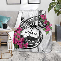 Guam Chamorro Blanket Bougainvillea White Polynesian Tribal Pattern