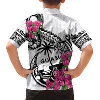 Guam Chamorro Family Matching Puletasi and Hawaiian Shirt Bougainvillea White Polynesian Tribal Pattern