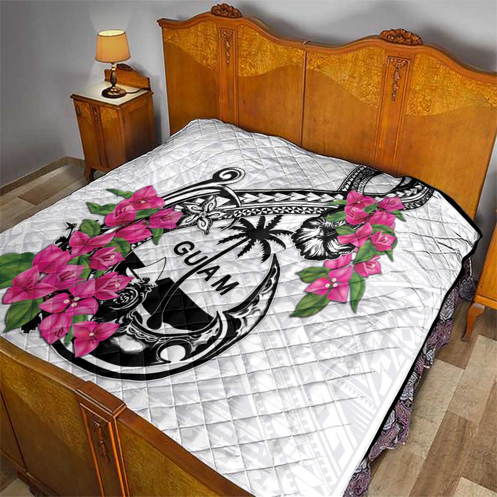 Guam Chamorro Quilt Bougainvillea White Polynesian Tribal Pattern