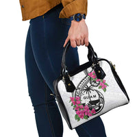 Guam Chamorro Shoulder Handbag Bougainvillea White Polynesian Tribal Pattern