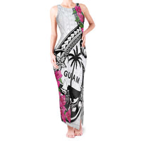 Guam Chamorro Tank Maxi Dress Bougainvillea White Polynesian Tribal Pattern