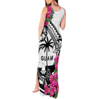 Guam Chamorro Tank Maxi Dress Bougainvillea White Polynesian Tribal Pattern