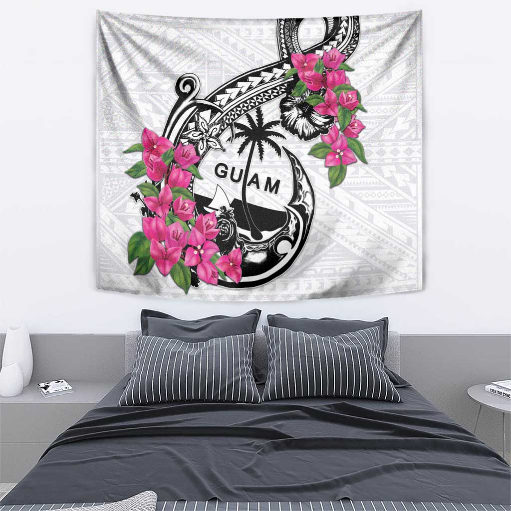 Guam Chamorro Tapestry Bougainvillea White Polynesian Tribal Pattern