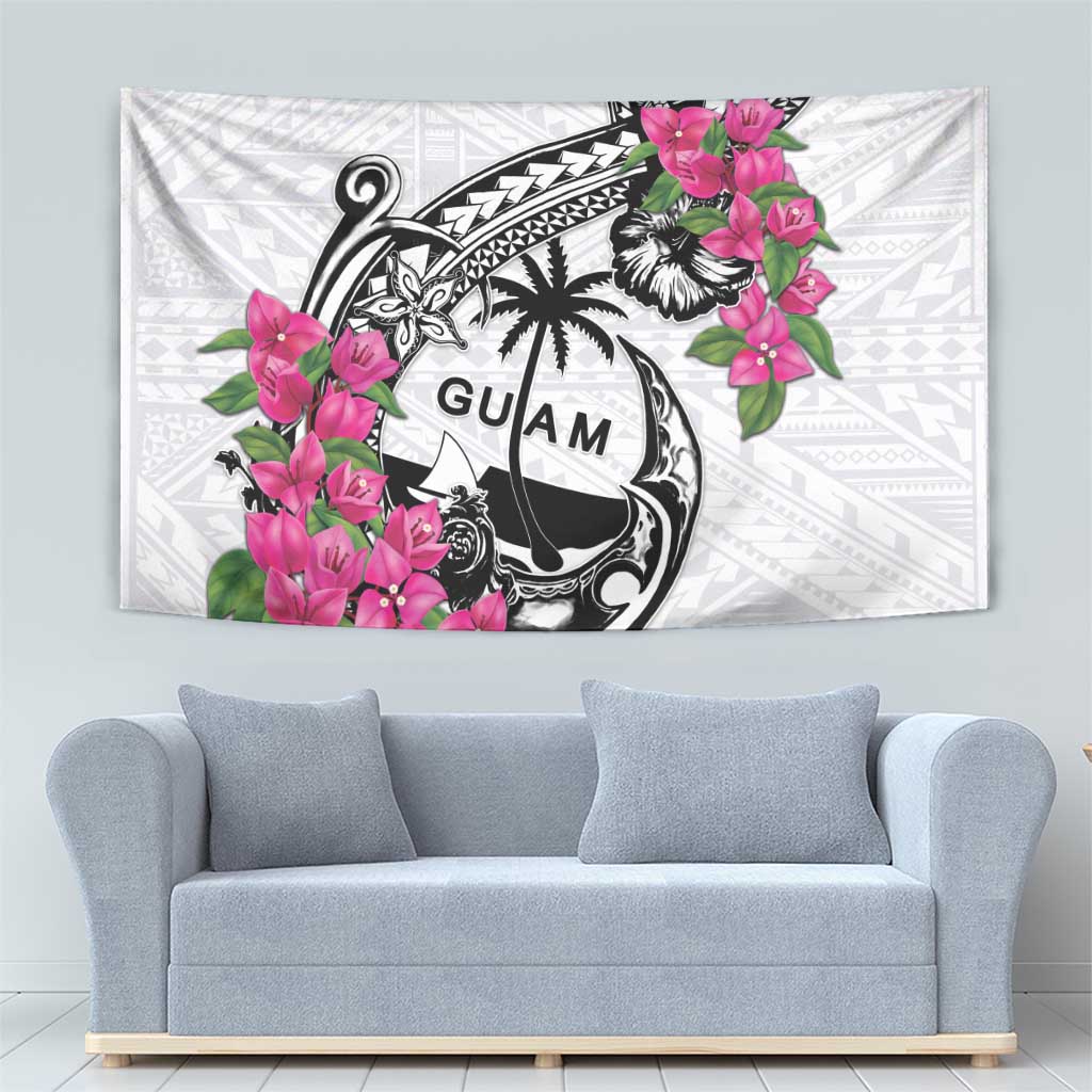 Guam Chamorro Tapestry Bougainvillea White Polynesian Tribal Pattern