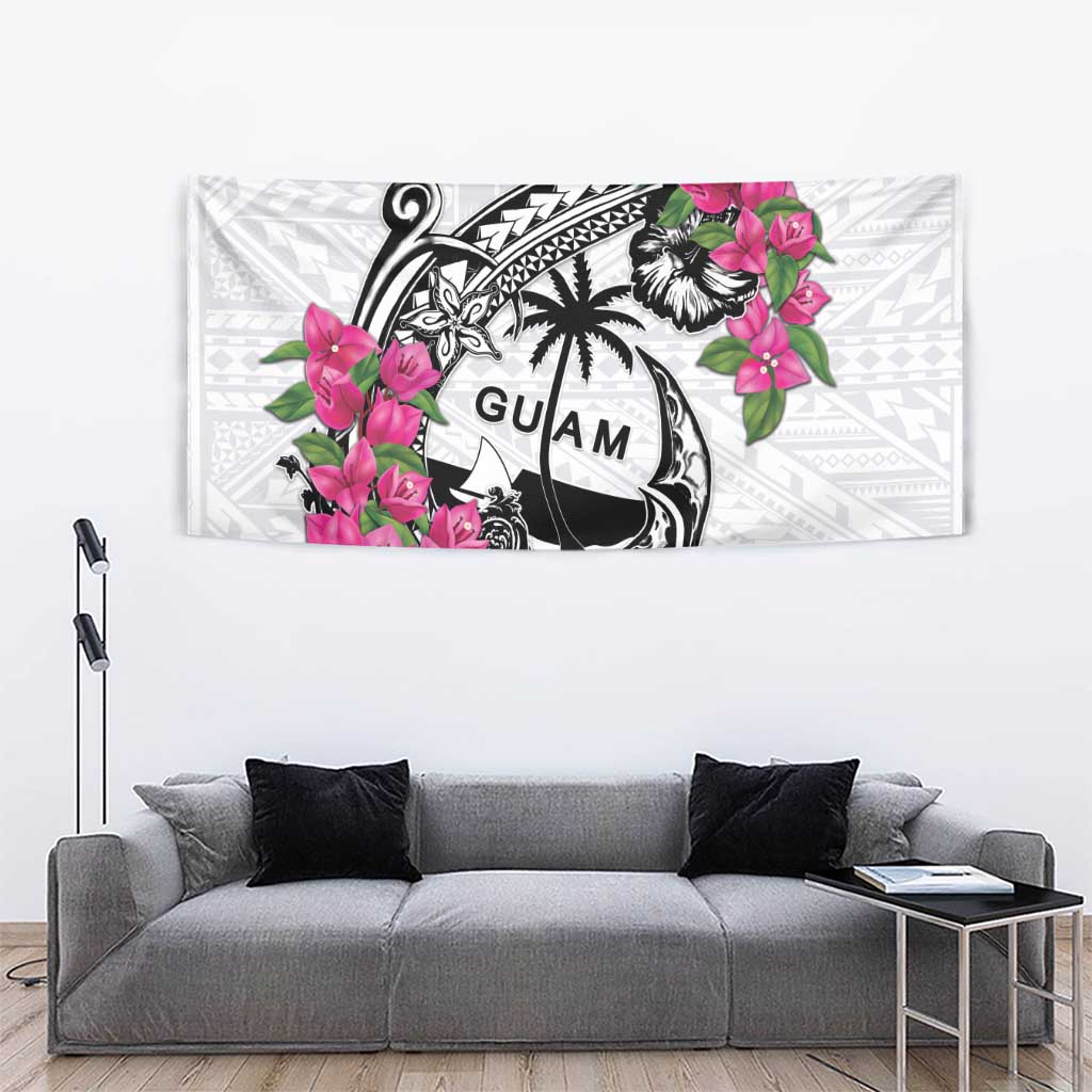 Guam Chamorro Tapestry Bougainvillea White Polynesian Tribal Pattern