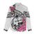 Guam Chamorro Women Casual Shirt Bougainvillea White Polynesian Tribal Pattern