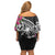 Guam Chamorro Family Matching Off Shoulder Short Dress and Hawaiian Shirt Bougainvillea Black Polynesian Tribal Pattern