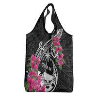 Guam Chamorro Grocery Bag Bougainvillea Black Polynesian Tribal Pattern