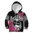 Guam Chamorro Kid Hoodie Bougainvillea Black Polynesian Tribal Pattern