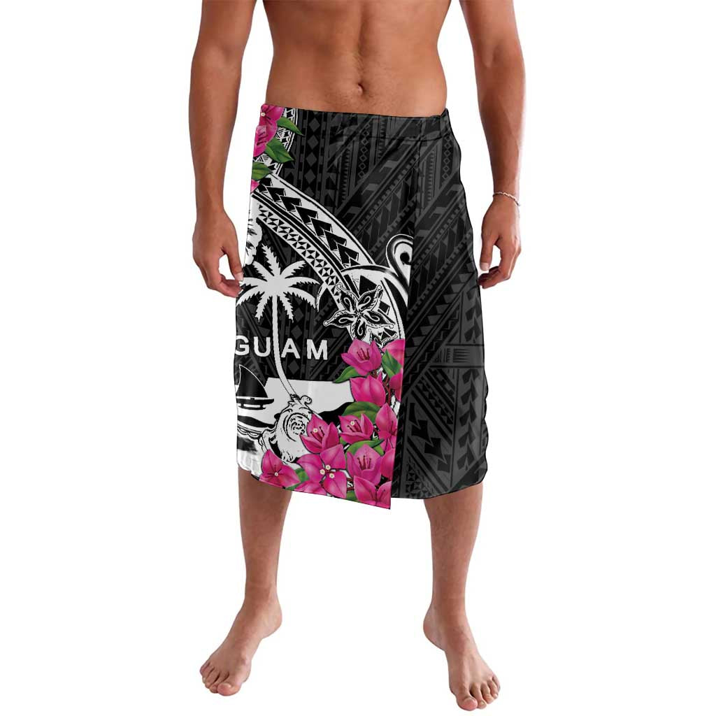Guam Chamorro Lavalava Bougainvillea Black Polynesian Tribal Pattern