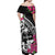 Guam Chamorro Off Shoulder Maxi Dress Bougainvillea Black Polynesian Tribal Pattern