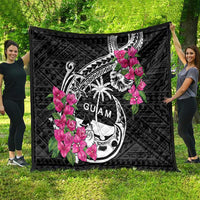 Guam Chamorro Quilt Bougainvillea Black Polynesian Tribal Pattern