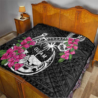 Guam Chamorro Quilt Bougainvillea Black Polynesian Tribal Pattern