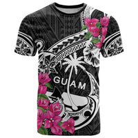 Guam Chamorro T Shirt Bougainvillea Black Polynesian Tribal Pattern