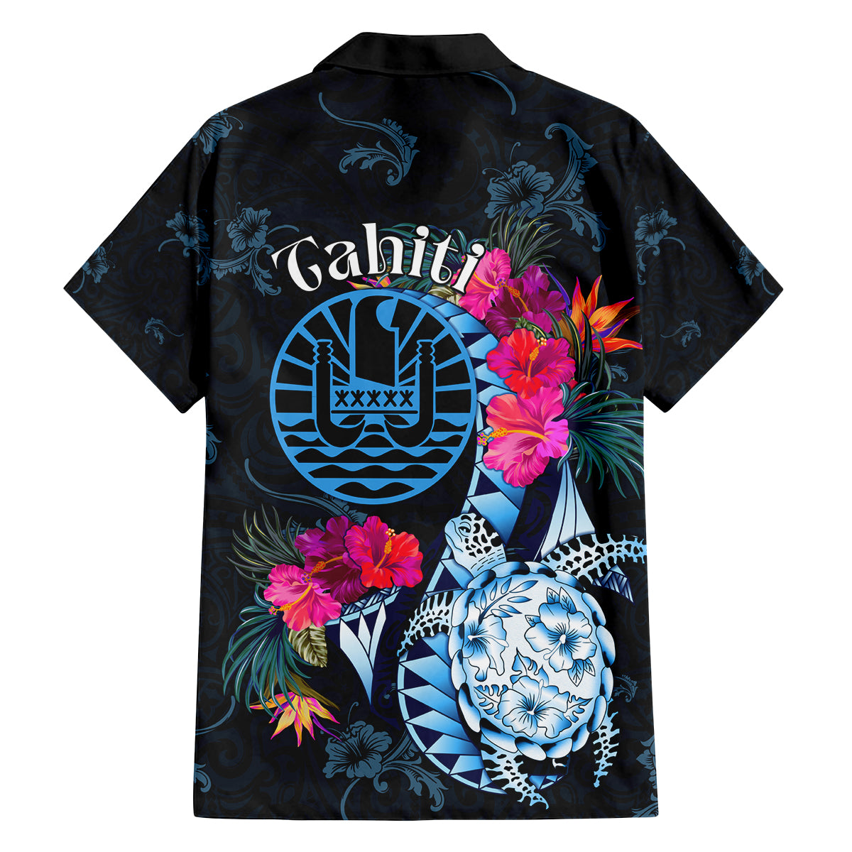 Tahiti Ia Orana Family Matching Tank Maxi Dress and Hawaiian Shirt Polynesian Turtle With Coat Of Arms LT05 - Polynesian Pride