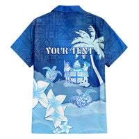 Personalised Bula Fiji Family Matching Tank Maxi Dress and Hawaiian Shirt Fijian Masi Pattern With Blue Coat Of Arms LT05 - Polynesian Pride