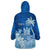 Personalised Bula Fiji Wearable Blanket Hoodie Fijian Masi Pattern With Blue Coat Of Arms LT05 - Polynesian Pride