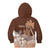 Personalised Bula Fiji Kid Hoodie Fijian Masi Pattern With Brown Coat Of Arms LT05 - Polynesian Pride