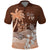 Personalised Bula Fiji Polo Shirt Fijian Masi Pattern With Brown Coat Of Arms LT05 Brown - Polynesian Pride