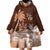 Personalised Bula Fiji Wearable Blanket Hoodie Fijian Masi Pattern With Brown Coat Of Arms LT05 - Polynesian Pride