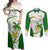 Custom Tailevu Rugby Couples Matching Off Shoulder Maxi Dress and Long Sleeve Button Shirt Fiji Tapa Pattern LT05 Green - Polynesian Pride