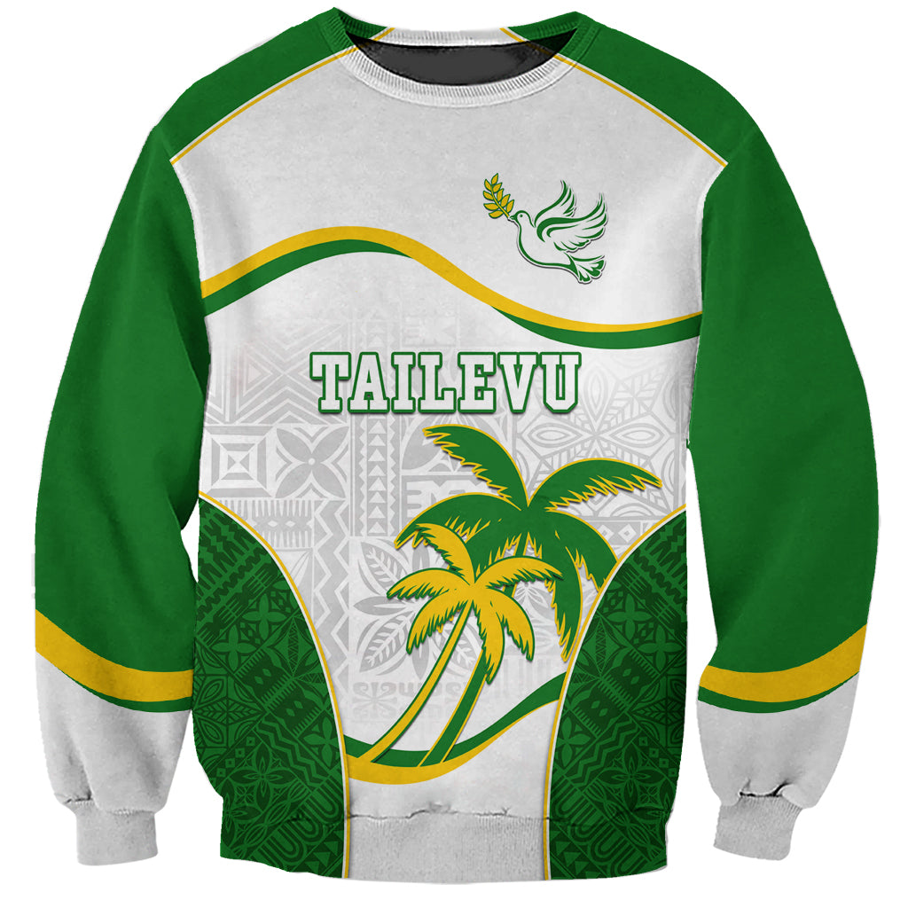 Custom Tailevu Rugby Sweatshirt Fiji Tapa Pattern LT05 Unisex Green - Polynesian Pride
