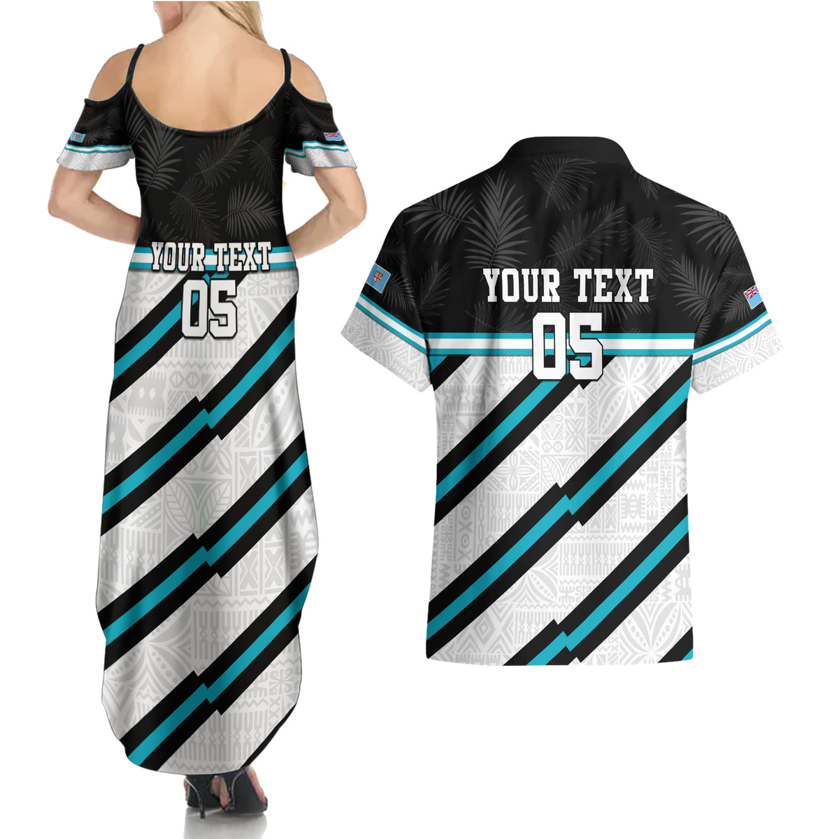 Custom Fiji Rugby Couples Matching Summer Maxi Dress and Hawaiian Shirt Fijian 7s With Tapa Pattern LT05 - Polynesian Pride