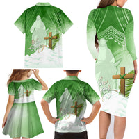 Happy Palm Sunday Family Matching Long Sleeve Bodycon Dress and Hawaiian Shirt With Polynesian Pattern LT05 - Polynesian Pride