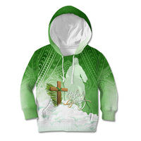 Happy Palm Sunday Kid Hoodie With Polynesian Pattern LT05 Hoodie Green - Polynesian Pride